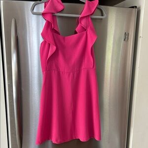 Pink Ruffle Sleeveless Dress